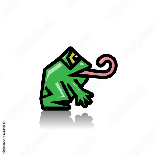 Green frog as an icon. Illustration of a green frog as an icon on a white background.