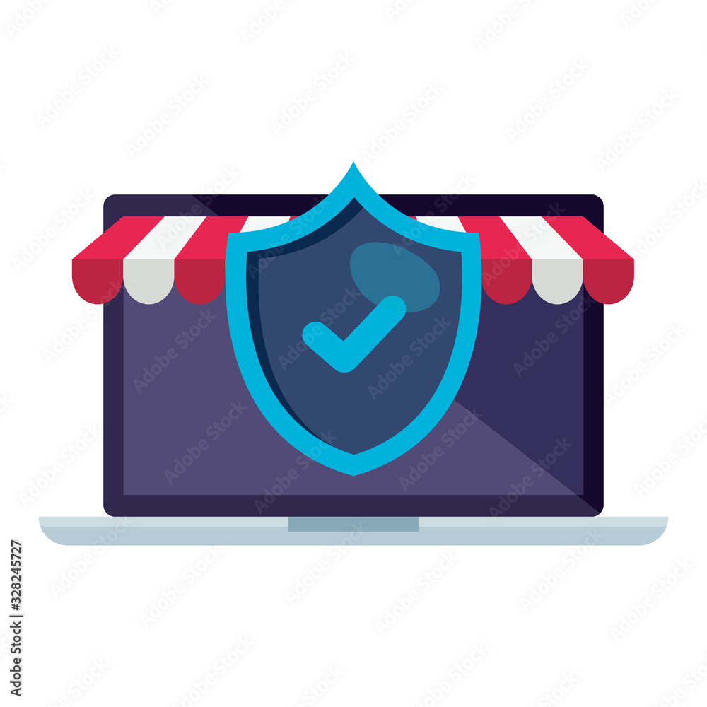 laptop with shield isolated icon vector illustration design laptop with shield isolated icon vector illustration design