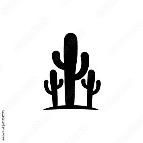Simple Black Cactus icon on white background