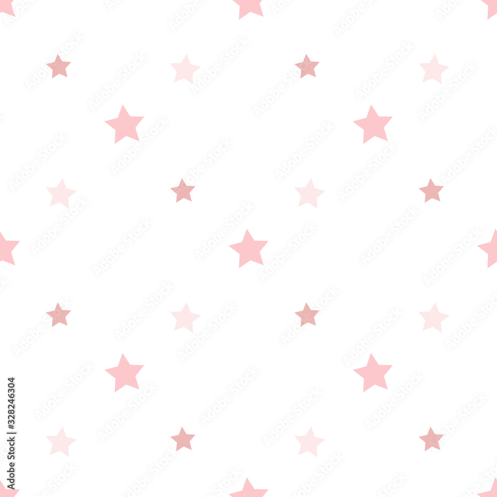 Seamless pattern in charmed light pink stars on white background for plaid, fabric, textile, clothes, tablecloth and other things. Vector image. Seamless pattern in charmed light pink stars on white background for plaid, fabric, textile, clothes, tablecloth and other things. Vector image.