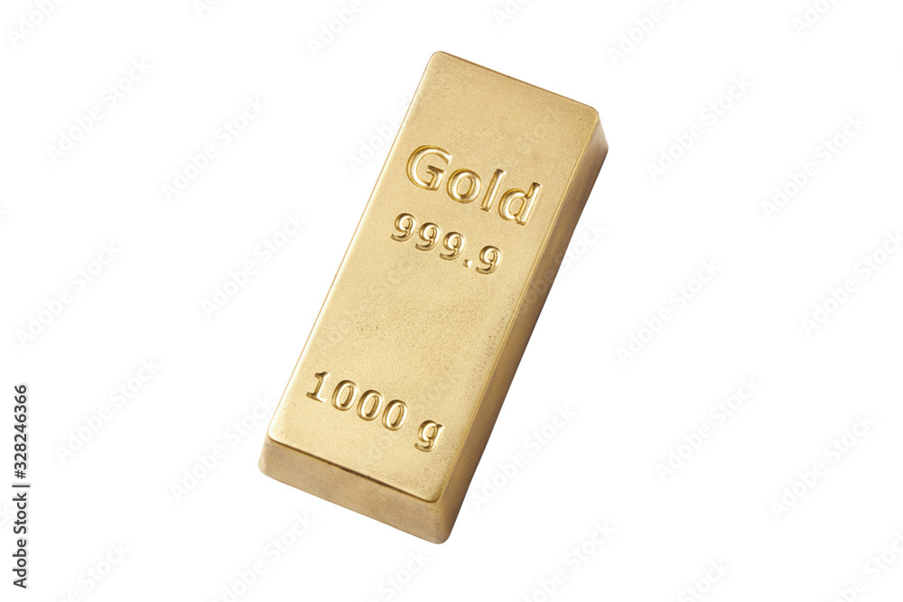One kilogram pure gold bar isolated on white background One kilogram pure gold bar isolated on white background