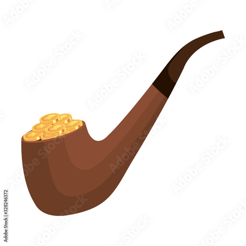 smoking pipe with coins isolated icon vector illustration designicon