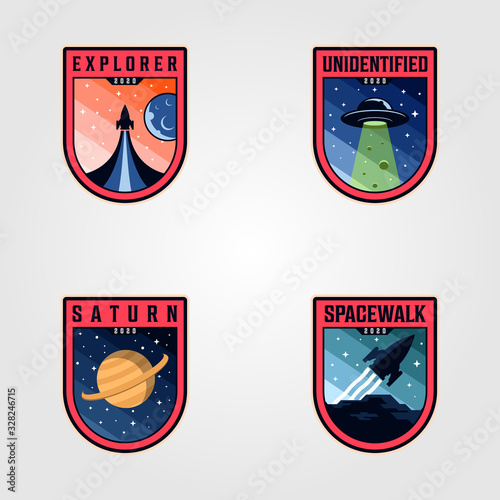 Obraz na plátně space mission patches logo vector sets, premium badges logo