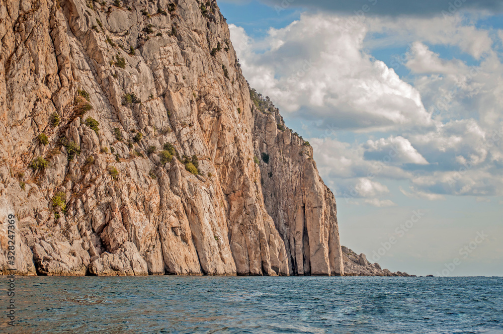 Picturesque cliffs of Crimea peninsula on summer day