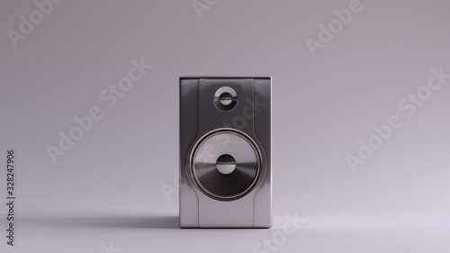 Silver Traditional Speaker Loudspeaker 3d illustration 3d render 