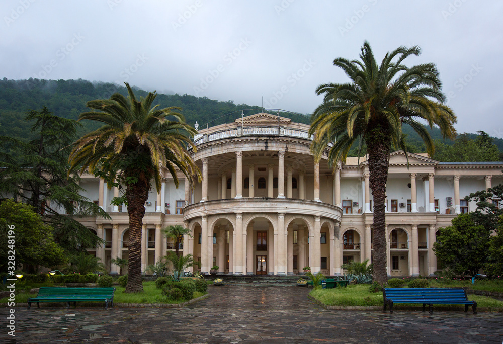 View of the beautiful building in Gagra in Abkhazia