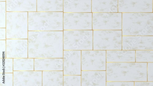 Wallpaper Mural Abstract wall moving square surface with white and gold textures . 3D seamless loop animation footage. Background 3D objects. 4k. Torontodigital.ca