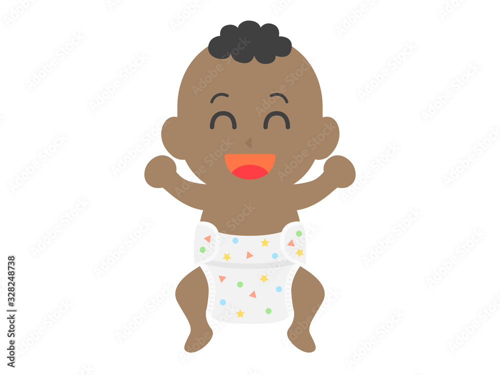 Obraz premium 黒人の赤ちゃんのイラスト