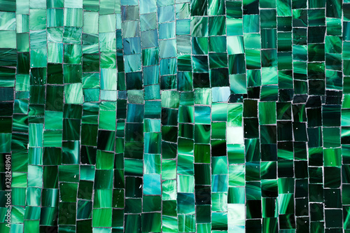Gradient green mosaic bathroom tiles