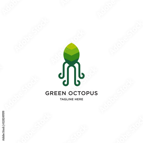 Leaf and octopus logo design template vector illustration photo