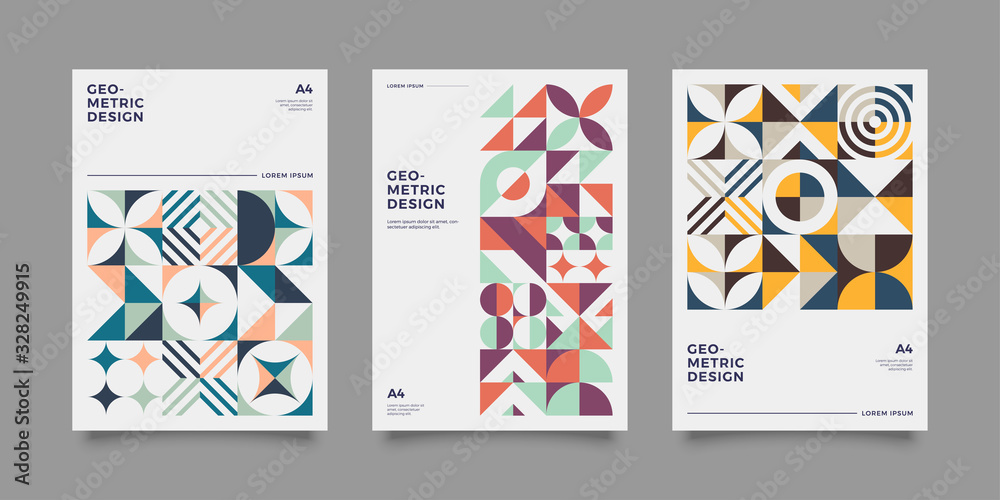 Fototapeta premium Set of Retro Geometric shape for your design. Applicable for Banners, Cover, Placards, Posters, Flyers etc. Eps10 vector