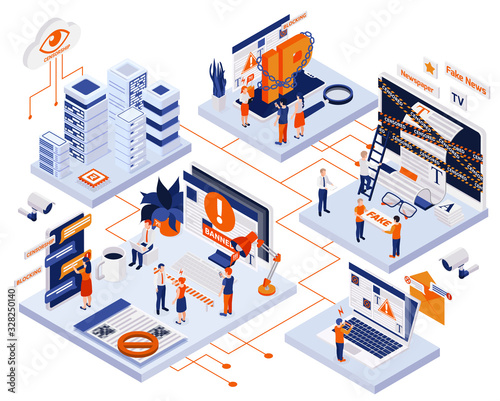 Internet Censorship Isometric Composition 