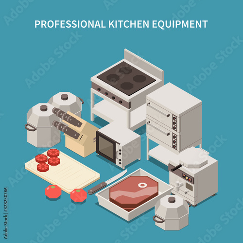 Industrial Kitchen Equipment Isometric 