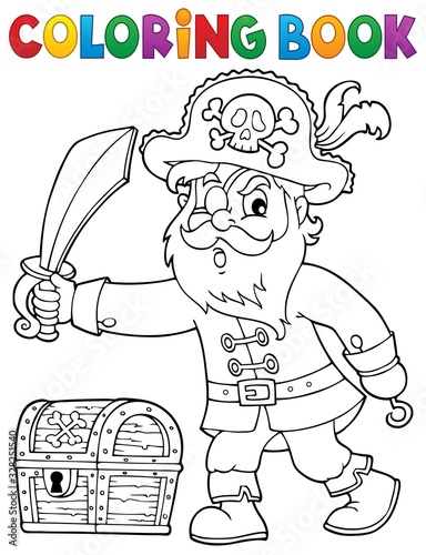 Coloring book pirate holding sabre 1