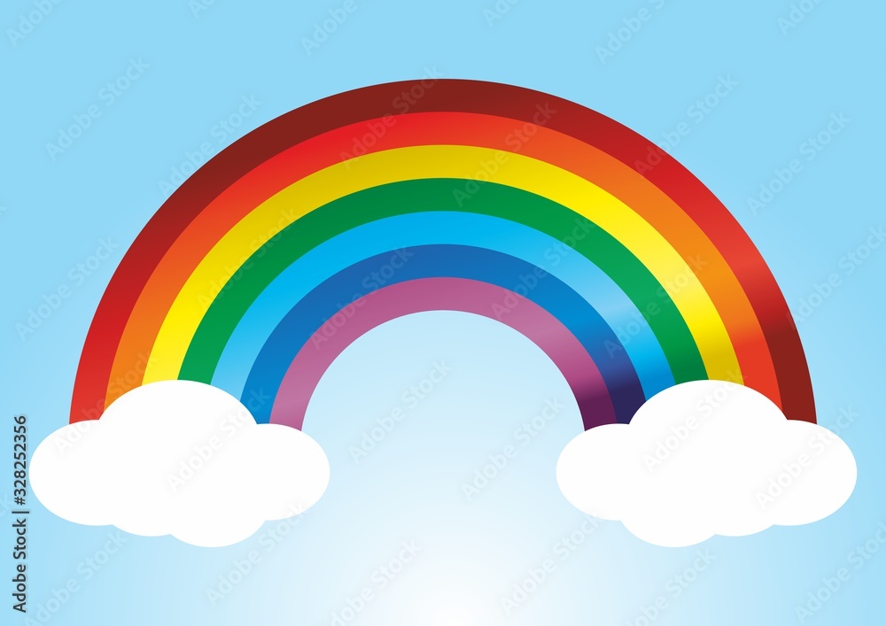 Rainbow, Color Rainbow With Clouds, With Gradient Mesh, Vector Illustration Rainbow, Color Rainbow With Clouds, With Gradient Mesh, Vector Illustration
