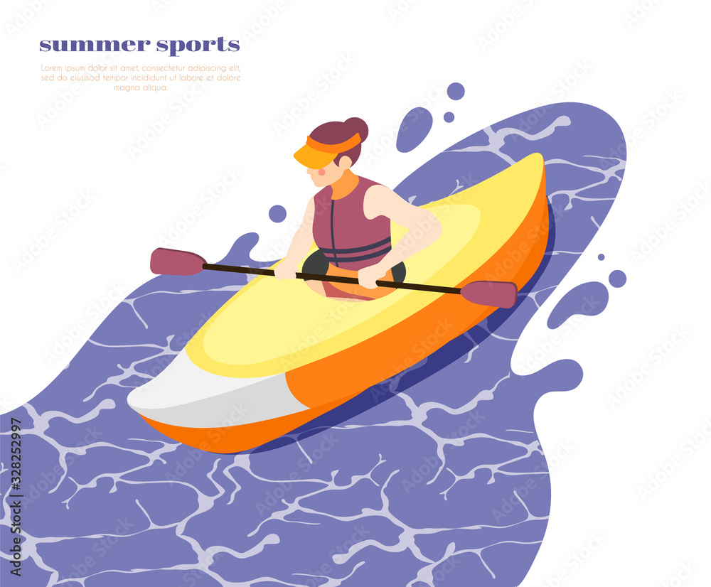 Kayaking Sport Isometric Background