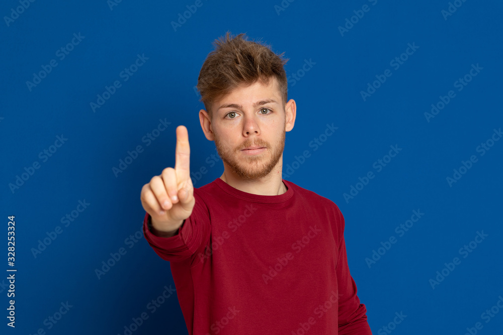 Attractive young guy with a red T-shirt