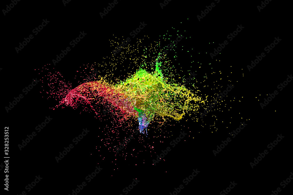 Fototapeta premium 3d render image of a melting liquid color explosion.