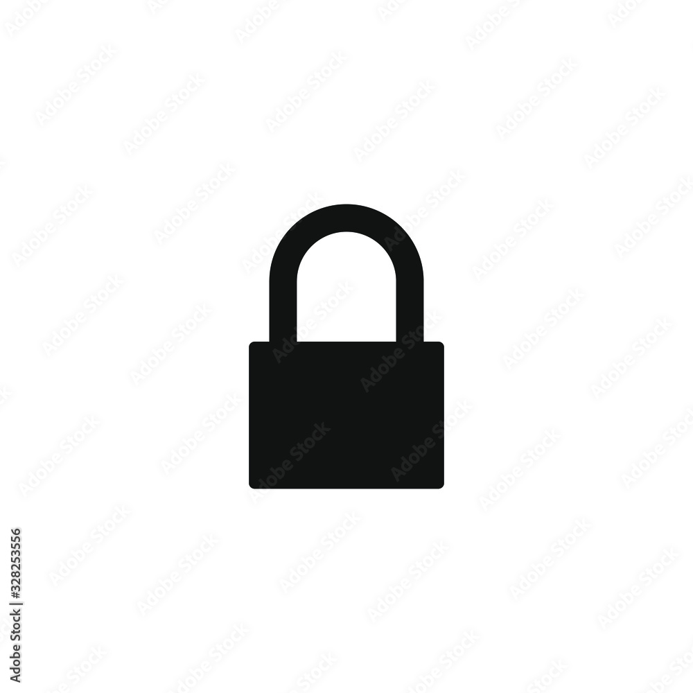 Lock icon symbol. Padlock sign. Security access logo. Vector illustration image. Black silhouette isolated on white background. Lock icon symbol. Padlock sign. Security access logo. Vector illustration image. Black silhouette isolated on white background.