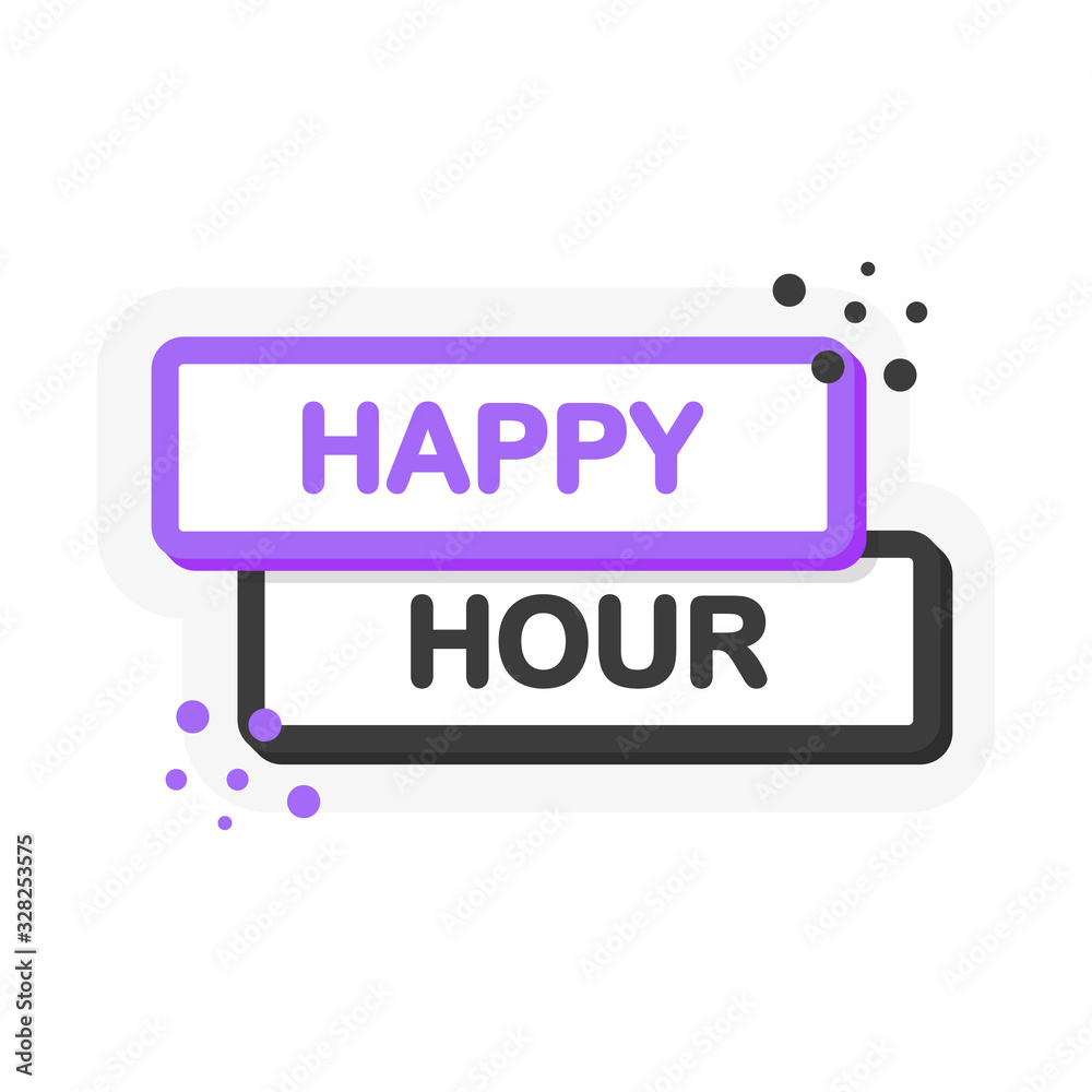 Flat banner with happy hour speech bubble. Banner for business, marketing and advertising on white background. Vector Flat banner with happy hour speech bubble. Banner for business, marketing and advertising on white background. Vector