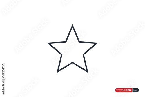 Black Star Icon Line Shape Star Logo Flat Vector Design Template Element