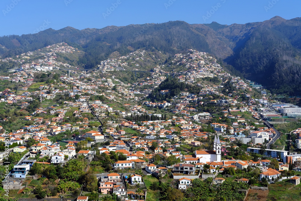 Funchal suburbs and hillsides, Funchal, Madeira Portugal