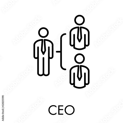 Símbolo CEO. Icono plano lineal diagrama de flujo en color negro