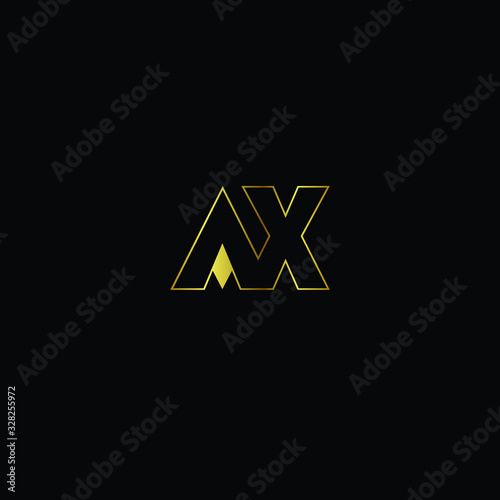 Creative Professional Trendy and Minimal Letter AX Logo Design in Black and Gold Color , Initial Based Alphabet Icon Logo in Editable Vector Format