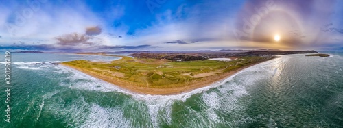 Aerial view of Cashelgolan, Castlegoland, beach, Carrickfad and the awarded Narin Beach by Portnoo County Donegal, Ireland inkluding an amazing 22degree Halo photo
