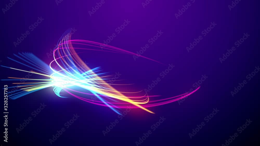 abstract moving colored lines on dark background. videofootage
