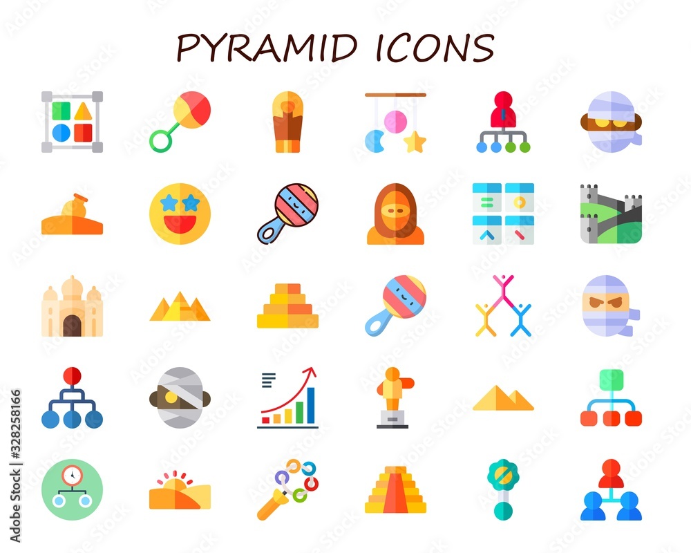 Fototapeta premium Modern Simple Set of pyramid Vector flat Icons