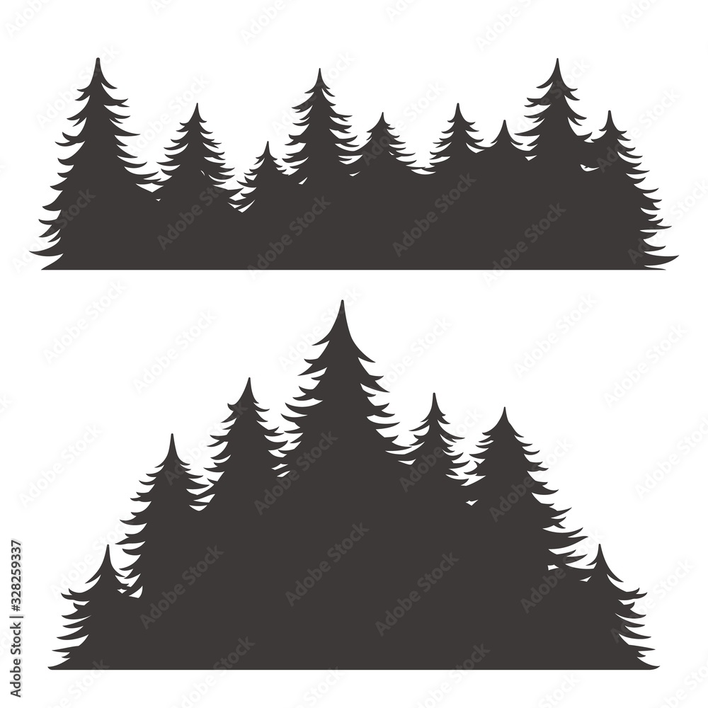 Obraz premium Forest silhouette for emblem and logo nature theme