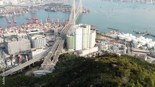 terminal with colorful cargo continers in hong kong, photo