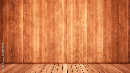 Concept or conceptual vintage or grungy brown background of natural wood or wooden old texture floor and wall as a retro pattern layout. A 3d illustration metaphor to time, material, emptiness, age