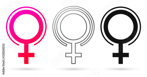 Female gender symbols, icons design template, vector illustration