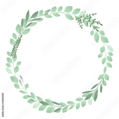 circle vintage frames with leaves and eucalyptus. Vector image