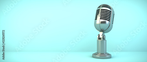 microphone on blue background