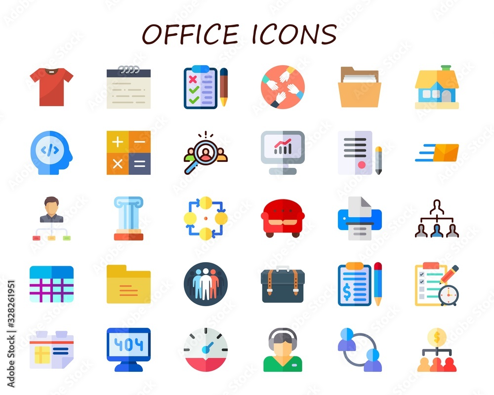 Modern Simple Set of office Vector flat Icons
