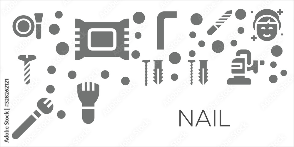 Modern Simple Set of nail Vector filled Icons Modern Simple Set of nail Vector filled Icons