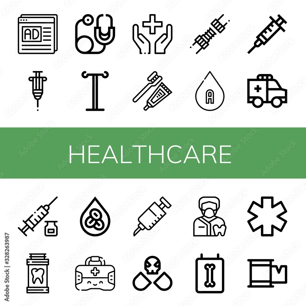 Fototapeta premium healthcare simple icons set
