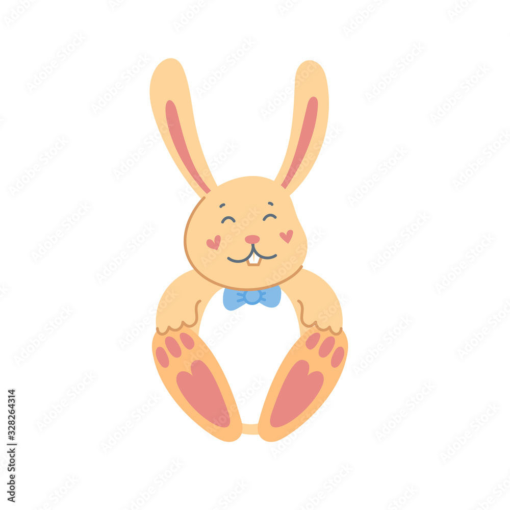 Fototapeta premium Cute rabbit. Easter cartoon bunny white background. Flat style vector illustration