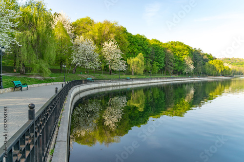 Valea Morilor park with Valea Morilor lake in Chisinau, Moldova on a sunny spring day. It is one of the most popular parks in Chisinau, Moldova photo