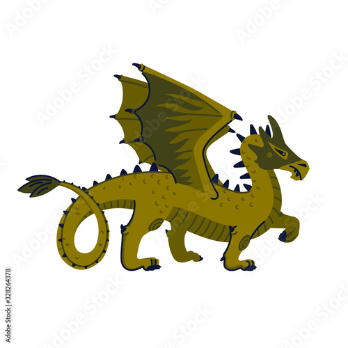 Fototapeta Naklejka Na Ścianę i Meble -  Magical creatures set. Mythological animal - dragon. Flat style vector illustration isolated on white background.