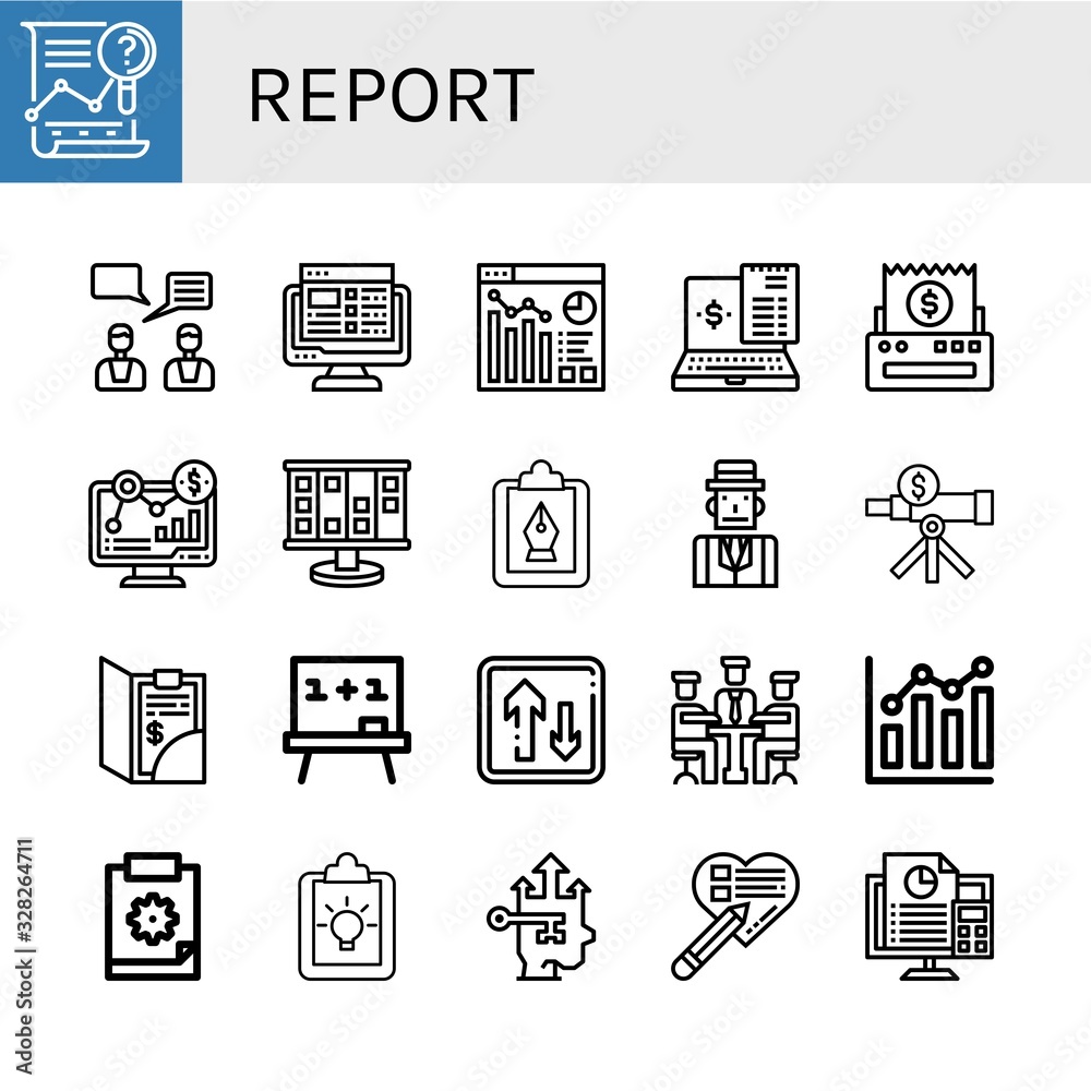 report simple icons set report simple icons set