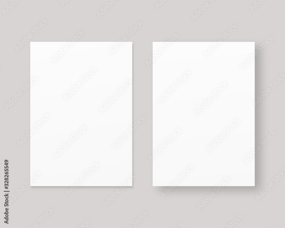 Blank white paper mockup set. Mockup vector isolated. Template design. Realistic vector illustration. Blank white paper mockup set. Mockup vector isolated. Template design. Realistic vector illustration.