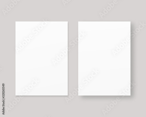 Blank white paper mockup set. Mockup vector isolated. Template design. Realistic vector illustration.