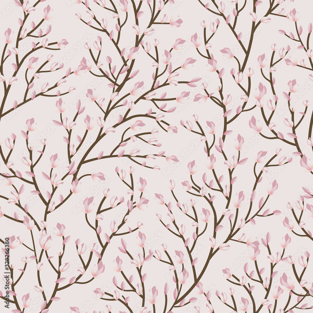 Obraz premium Floral seamless pattern with soft pink flowers on background. illustration for textile, print, wallpapers, wrapping.
