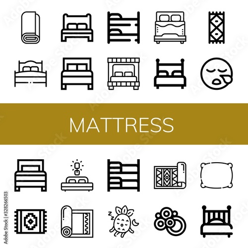 mattress simple icons set