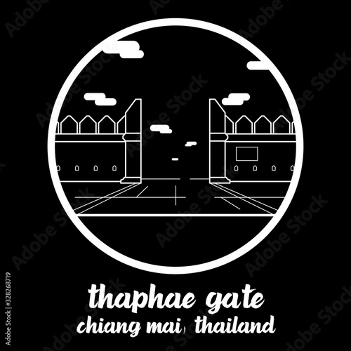Circle icon line Thaphae Gate. Vector illustration