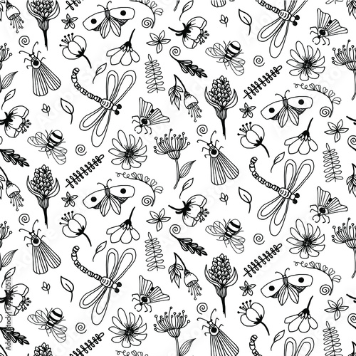 Bugs doodle vector simply pattern